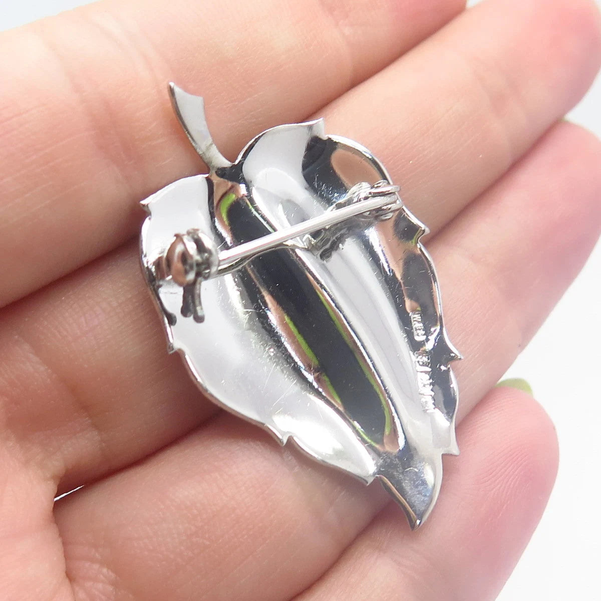 925 Sterling Silver Vintage Birmingham Ward Brothers Leaf Pin Brooch