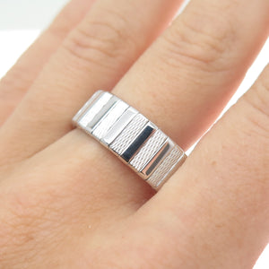NEOS 925 Sterling Silver Textured Ribbed Band Ring Size 10.25