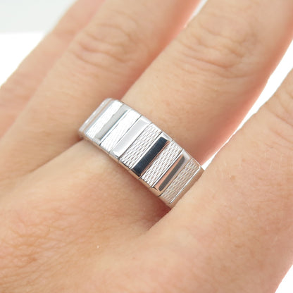 NEOS 925 Sterling Silver Textured Ribbed Band Ring Size 10.25