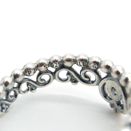 PANDORA 925 Sterling Silver Round-Cut C Z My Princess Tiara Ring Size 7.75