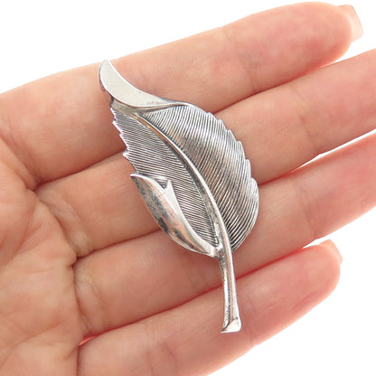 BEAU 925 Sterling Silver Vintage Floral Leaf Oxidized Pin Brooch