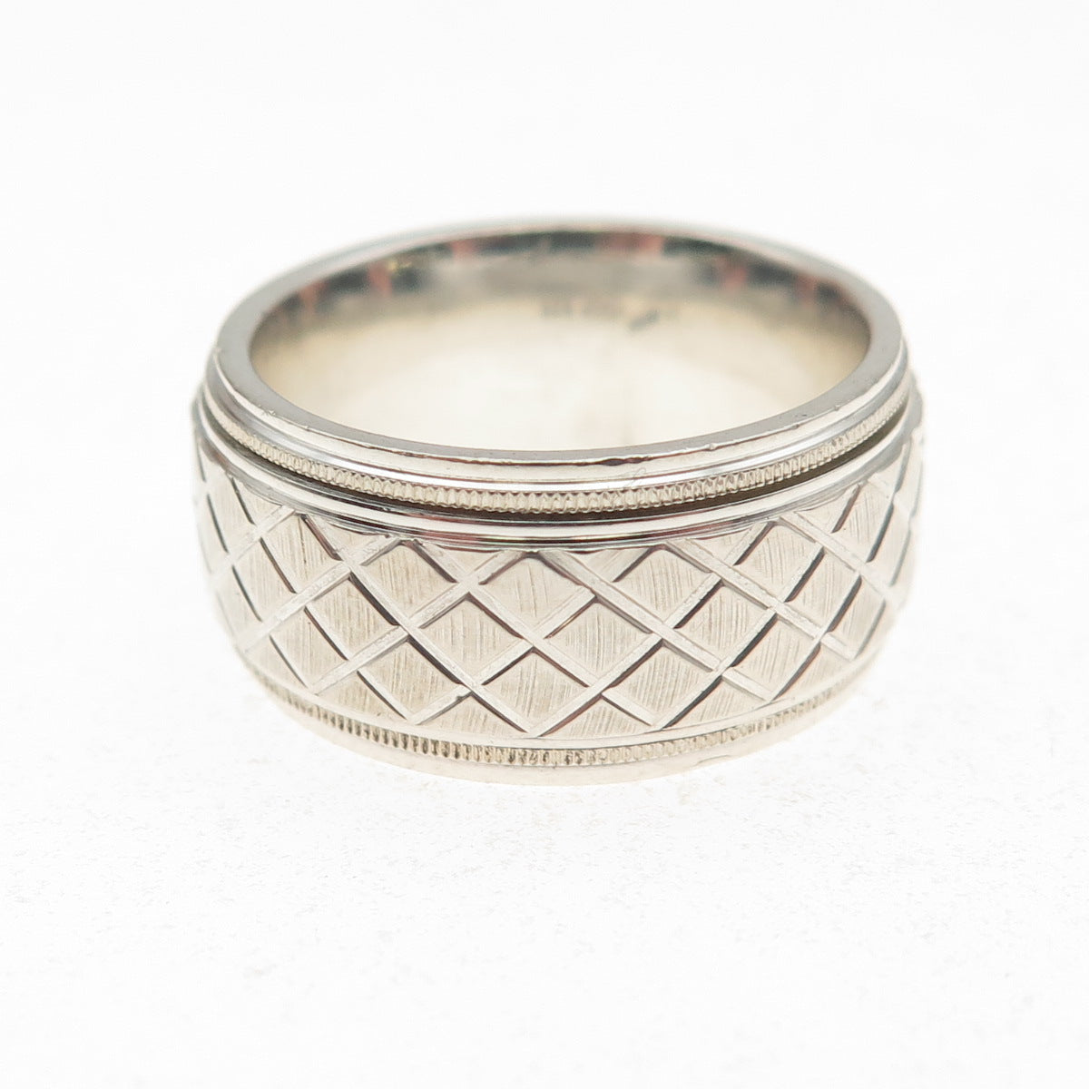 925 Sterling Silver Vintage Textured Rotating Band Ring Size 7.25