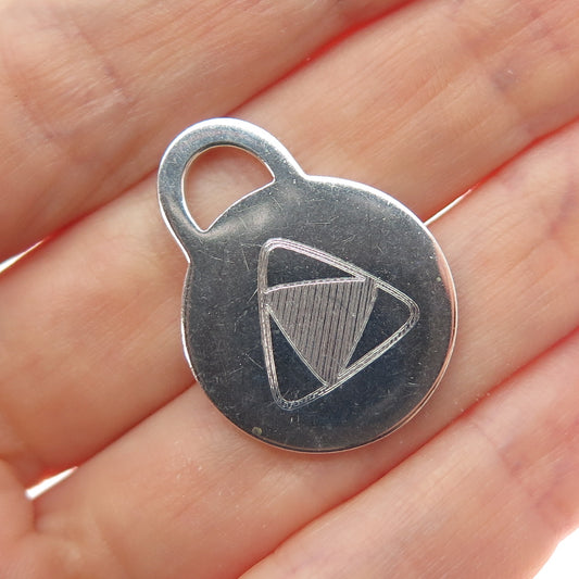 TIFFANY & CO. 925 Sterling Silver Vintage 2001 Engraved Round Tag Charm Pendant