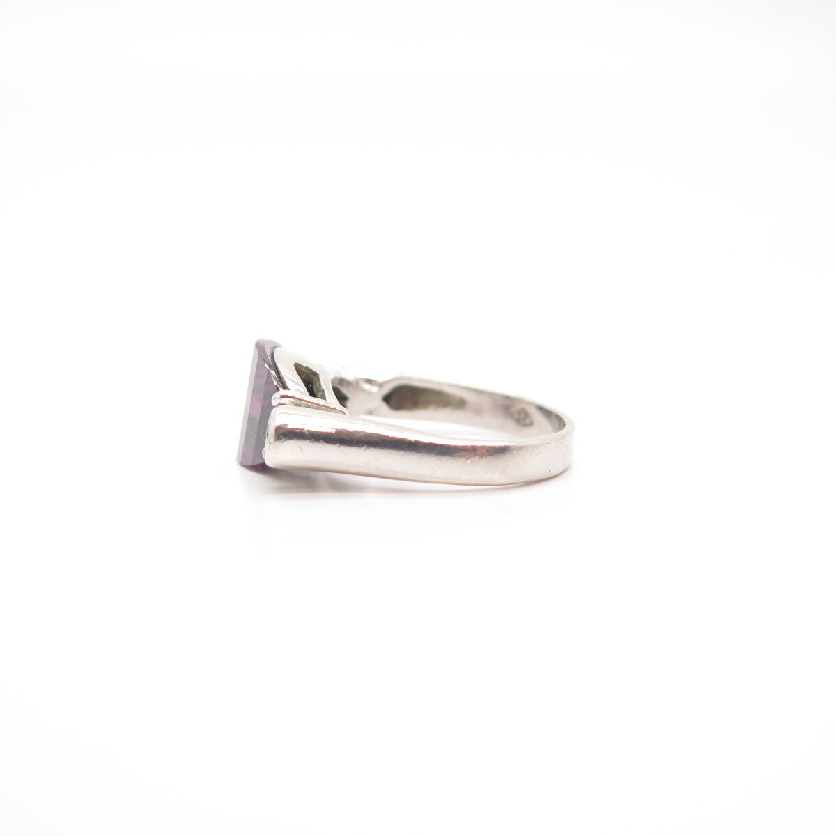 925 Sterling Silver 2-Tone Vintage C Z Oval Ring Size 7