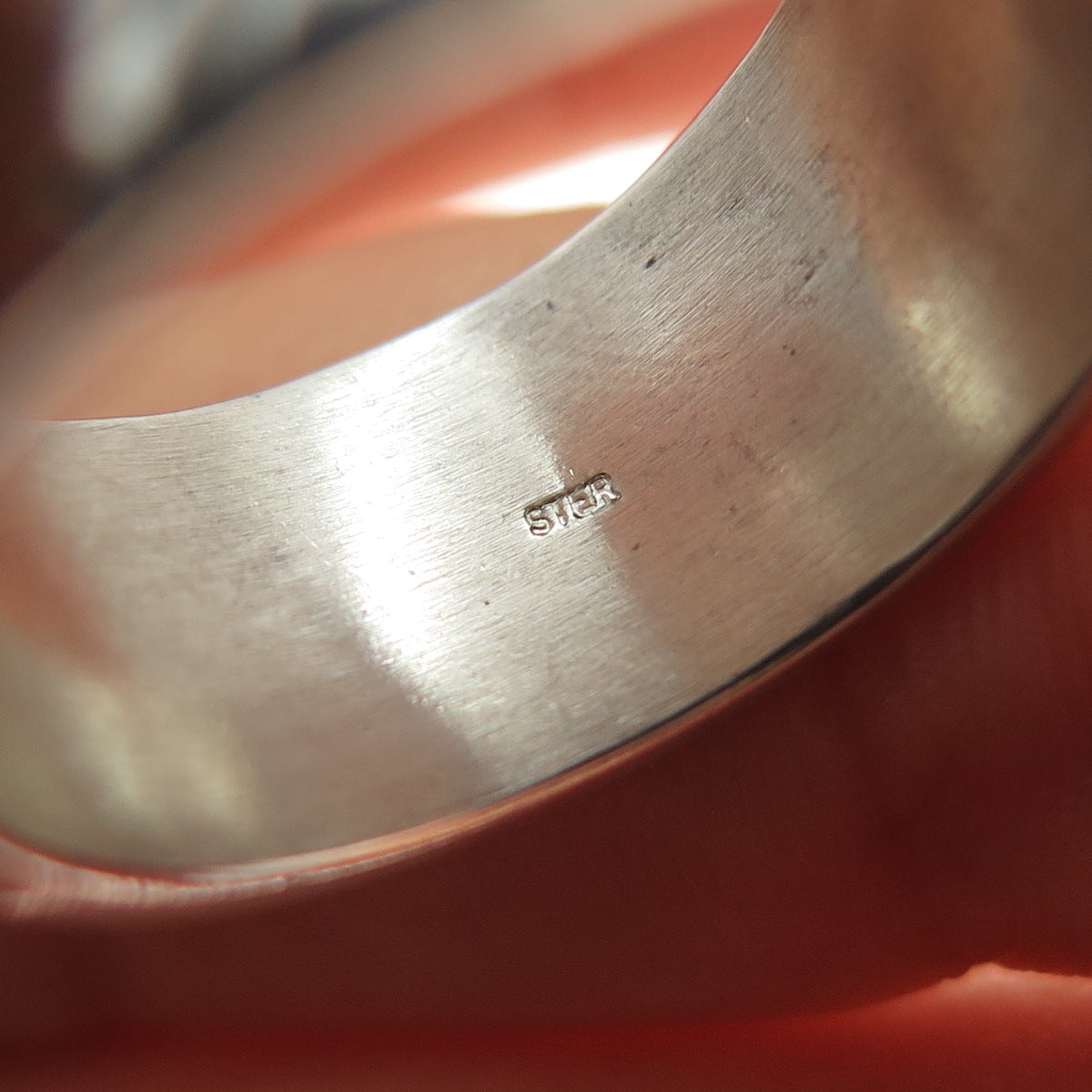 925 Sterling Silver Vintage Modernist Wide Band Ring Size 9