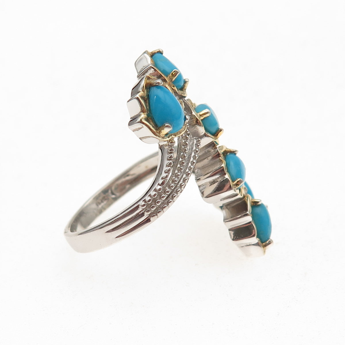 Chuck Clemency Sterling Silver 2-Tone Real Sleeping Beauty Turquoise Ring Size 8
