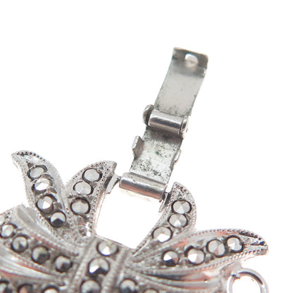 KD Kimler Daniel 925 Sterling Silver Antique Real Marcasite Bow Link Bracelet 7"