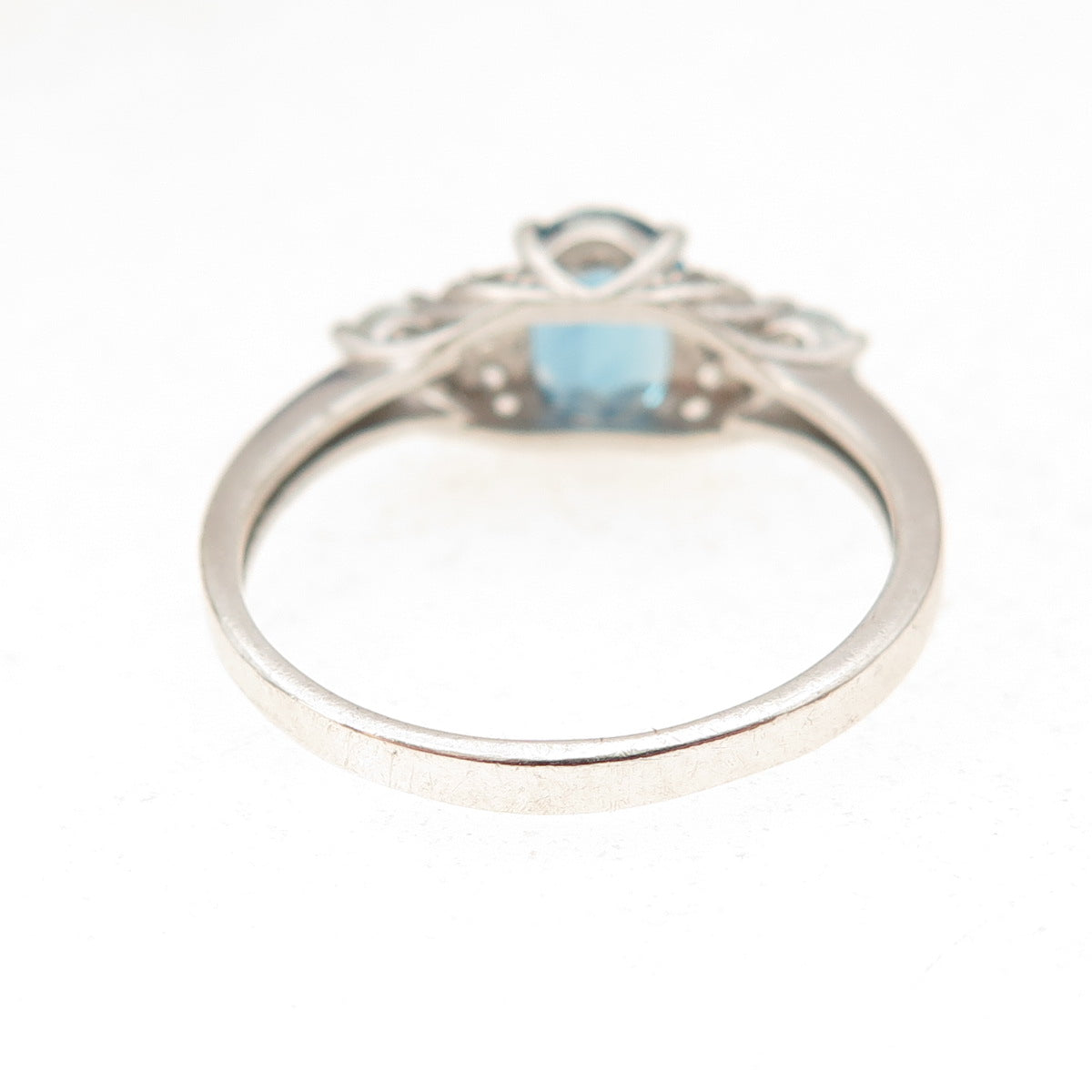 925 Sterling Silver Real Blue & White Topaz Ring Size 8