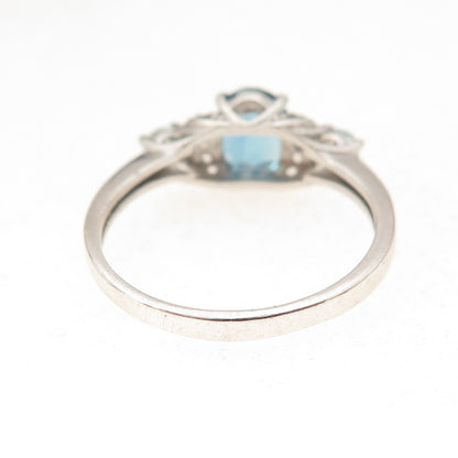 925 Sterling Silver Real Blue & White Topaz Ring Size 8