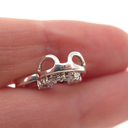 925 Sterling Silver Round-Cut C Z Heart Mini Slide Charm Pendant