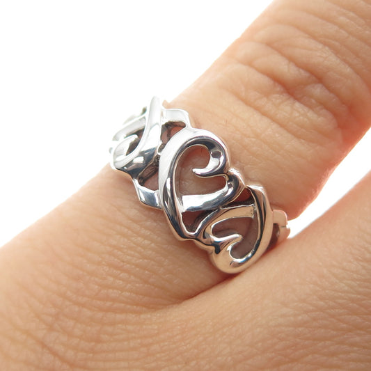 TIFFANY & CO. Paloma Picasso Sterling Silver Vintage Loving Heart Ring Size 5.75