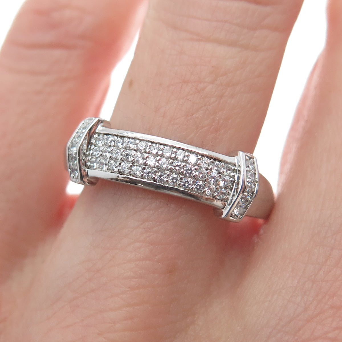 925 Sterling Silver Round-Cut C Z Sparkle Ring Size 9.25