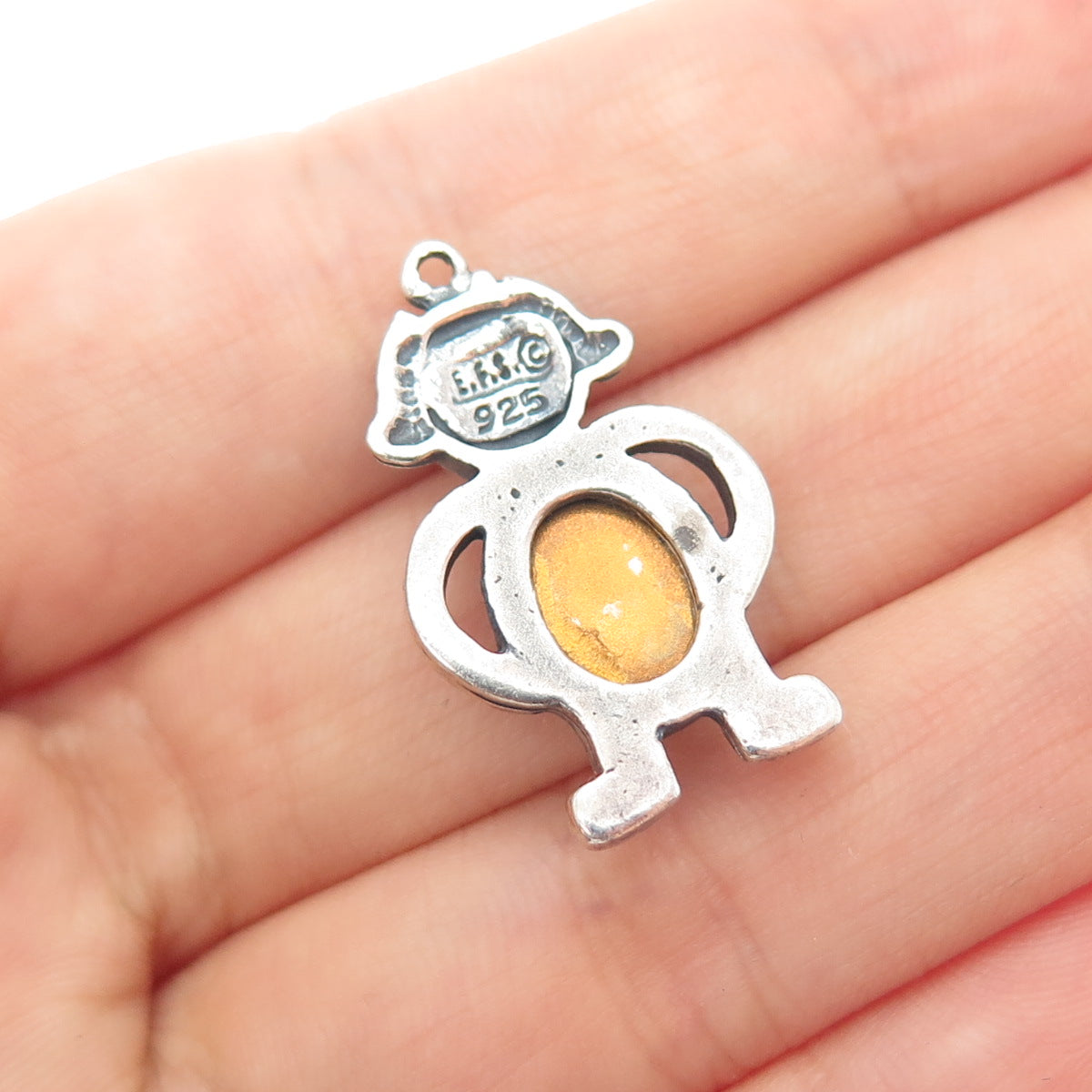 925 Sterling Silver Vintage EFS Mexico Glass Boy December Birthstone Pendant