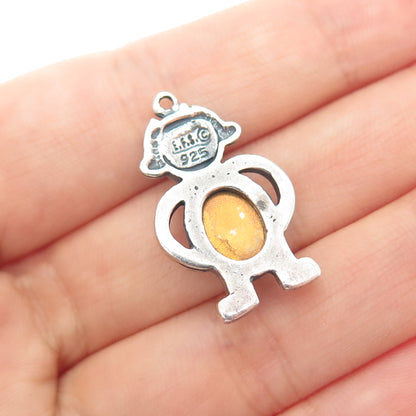 925 Sterling Silver Vintage EFS Mexico Glass Boy December Birthstone Pendant