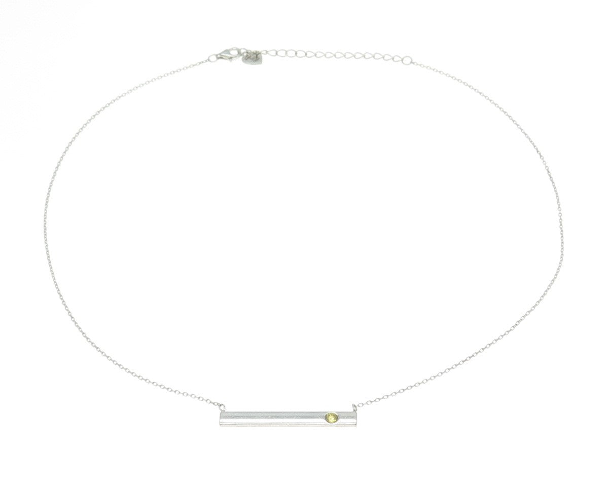 HALLMARK 925 Sterling Silver Real Citrine Bar Chain Necklace 16-18"