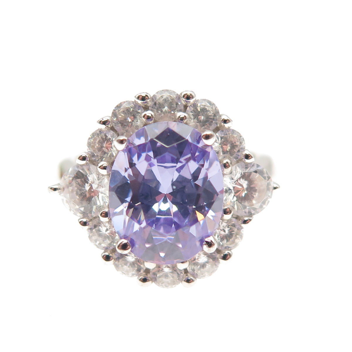 KEY STAR 925 Sterling Silver Lavender & White C Z Ring Size 5