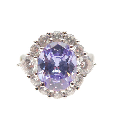 KEY STAR 925 Sterling Silver Lavender & White C Z Ring Size 5