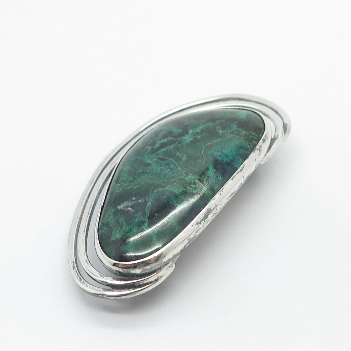 925 Sterling Silver Vintage Israel Real Eilat Gemstone Pin Brooch