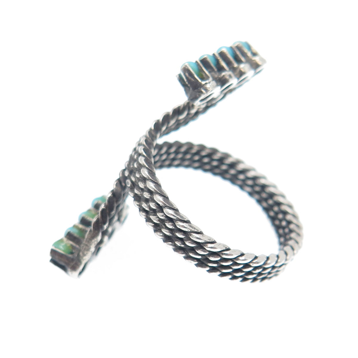 925 Sterling Silver Vintage Faux Turquoise Adjustable Oxidized Ring Size 4.5