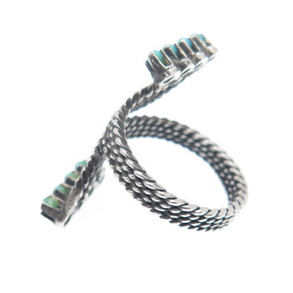 925 Sterling Silver Vintage Faux Turquoise Adjustable Oxidized Ring Size 4.5
