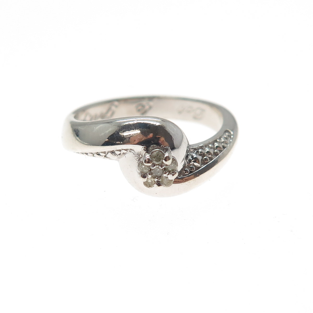 BGE BRADFORD 925 Sterling Silver Real Round-Cut Diamond Ring Size 6.25