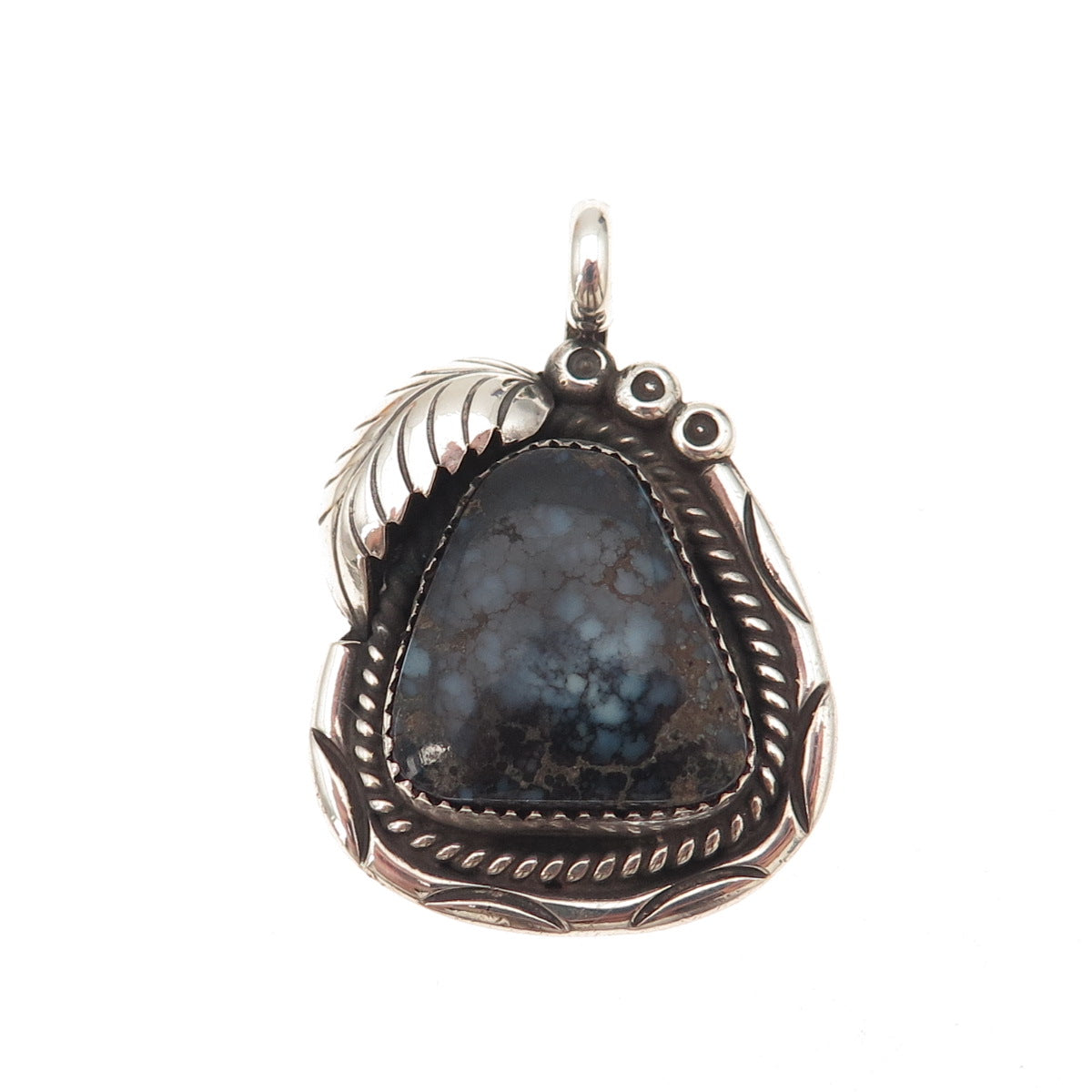 Alice Mc Shirley Old Pawn 925 Sterling Vintage Peacock Turquoise Feather Pendant