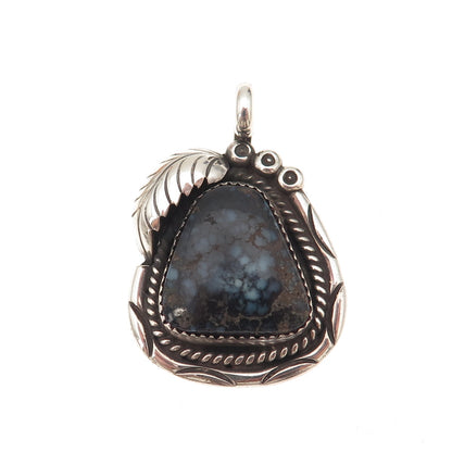 Alice Mc Shirley Old Pawn 925 Sterling Vintage Peacock Turquoise Feather Pendant
