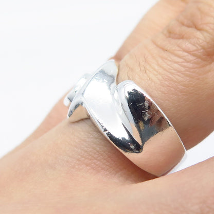 925 Sterling Silver Vintage Mexico Ribbed Ring Size 7