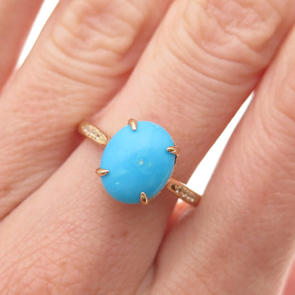 Tehya Oyama Sterling 18K Gold Plated Sleeping Beauty Turquoise Topaz Ring Size 8