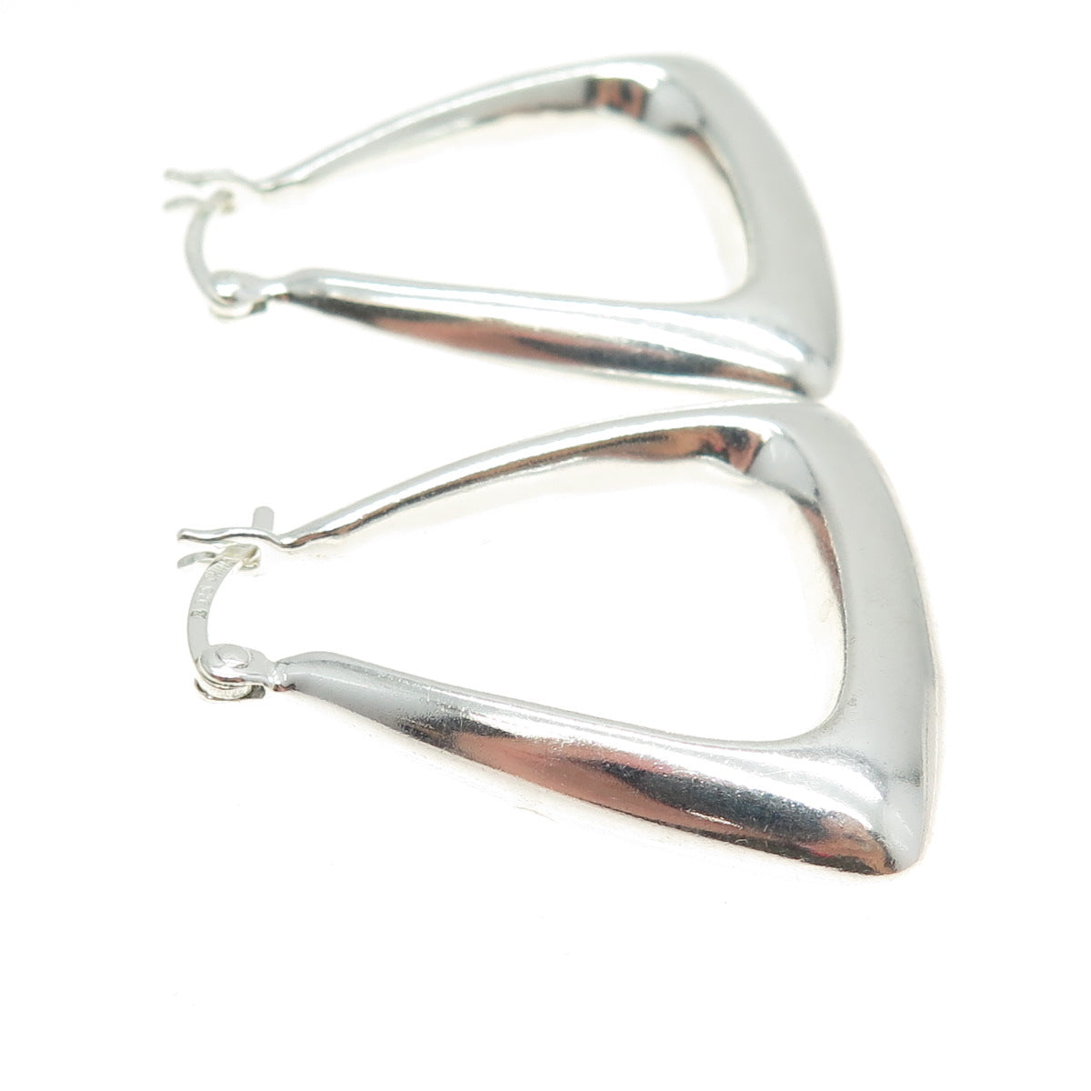 ROSS SIMONS 925 Sterling Silver Vintage Modernist Puffy Triangle Hoop Earrings