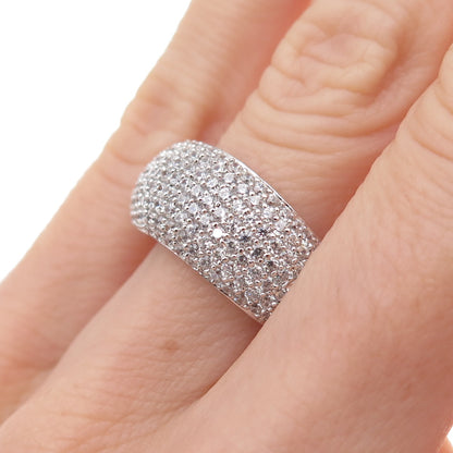 925 Sterling Silver Round-Cut C Z Wavy Ring Size 6.25