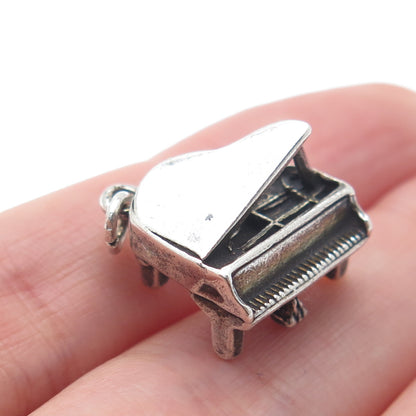 SUNWEST 925 Sterling Silver Vintage Grand Piano Minimalist 3D Charm Pendant