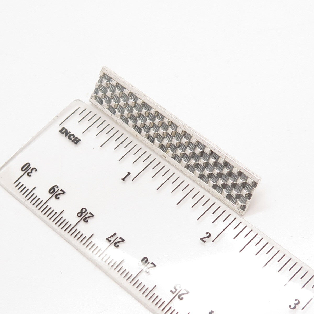 925 Sterling Silver Vintage Danecraft Textured Bar Pin Brooch