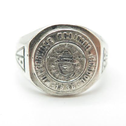 925 Sterling Silver Antique 1938 Millersville Training School Signet Ring Size 5