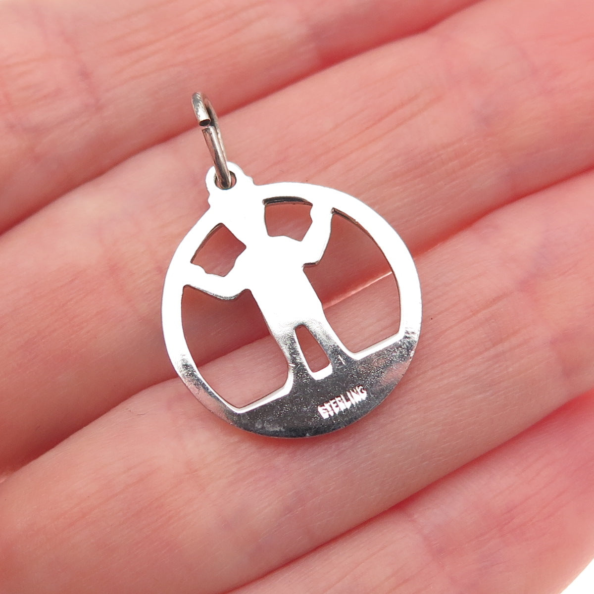 925 Sterling Silver Vintage Enamel Man Peace Mini Charm Pendant