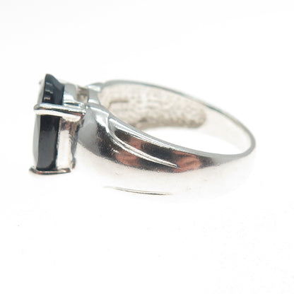 925 Sterling Silver Vintage BCBS Real Oval-Cut Sapphire Ring Size 8.25