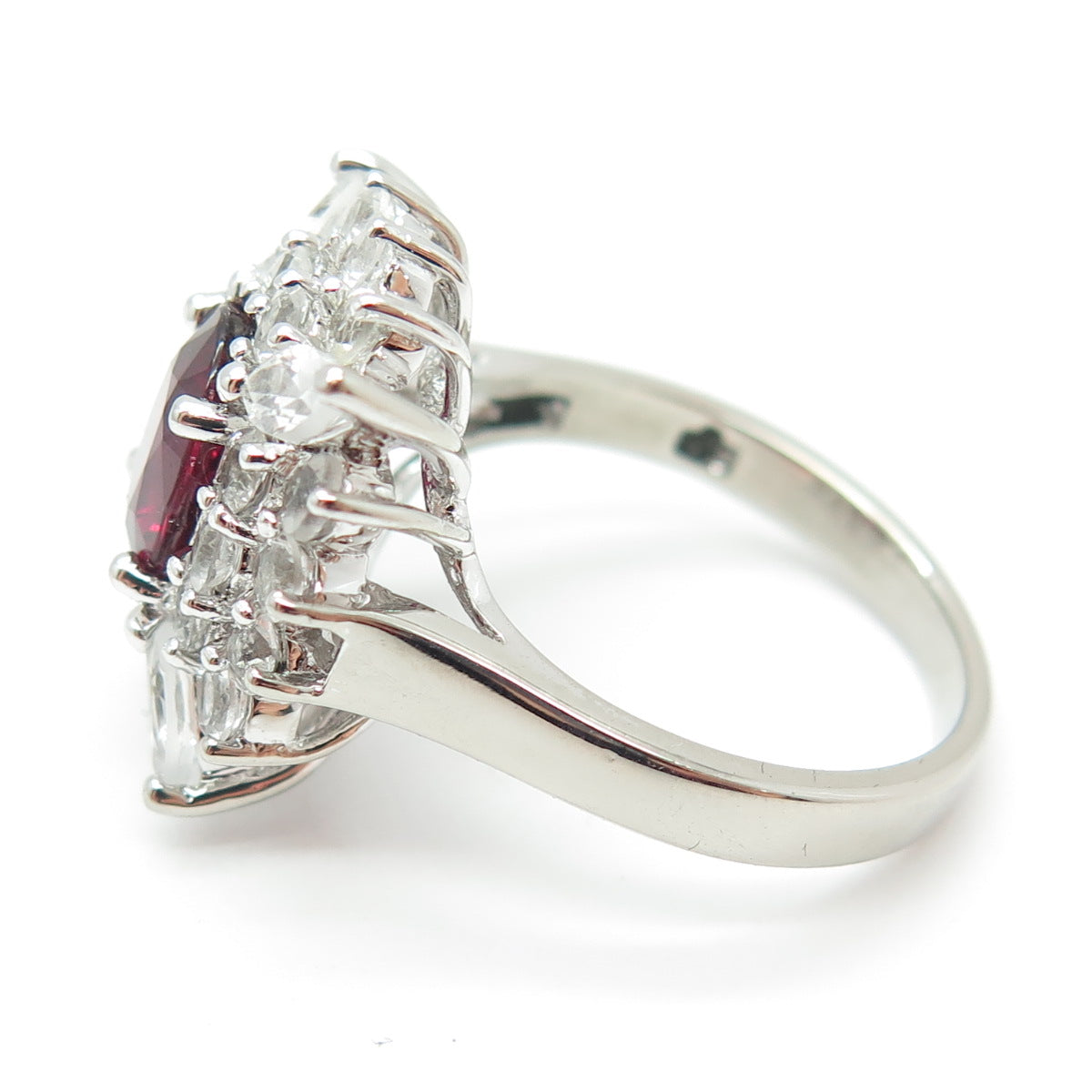 925 Sterling Silver Real Oval-Cut Tourmaline & White Topaz Ring Size 8.75