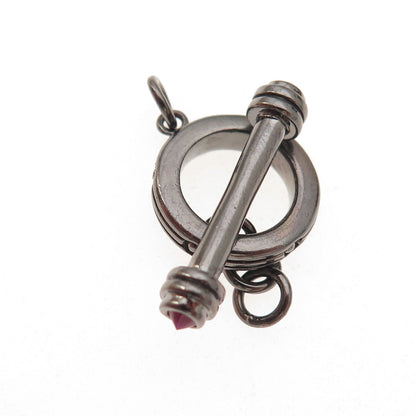 Jolusa Sterling Silver Black Rhodium Ruby Bracelet / Necklace Toggle Lock Clasp