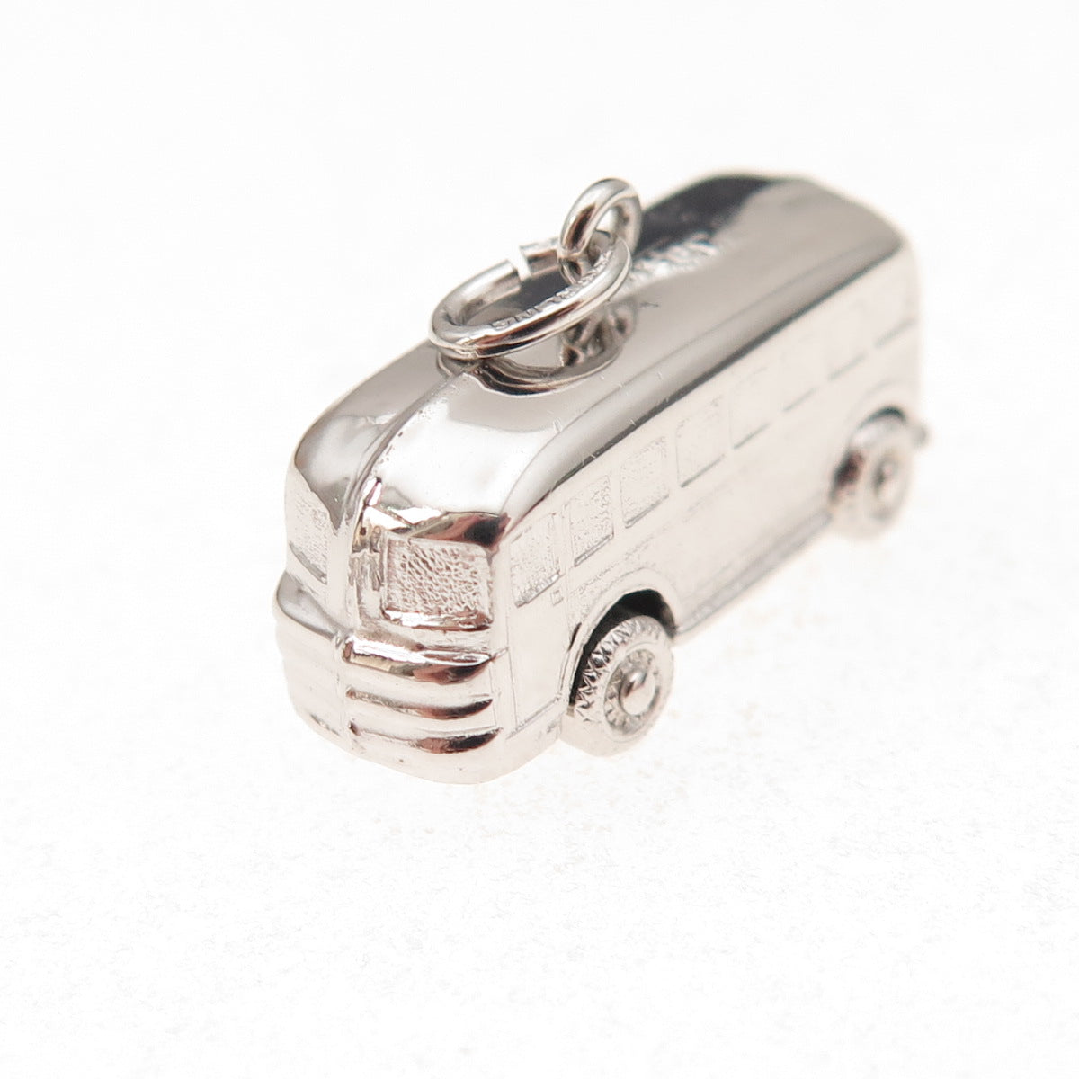 925 Sterling Silver Vintage Volkswagen Bus 3D Charm Pendant