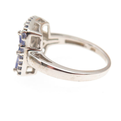 Chuck Clemency 925 Sterling Silver Real Tanzanite Floral Ring Size 8