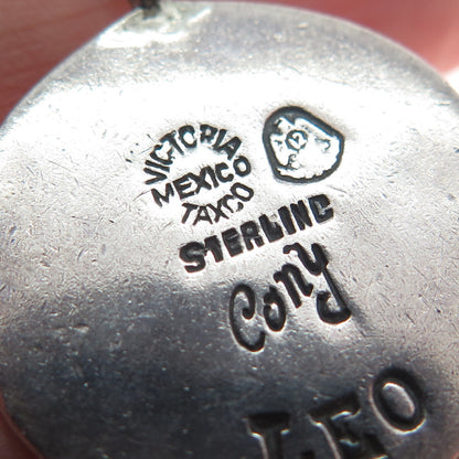 VICTORIA CONY 925 Sterling Silver Vintage Mexico Leo Zodiac Oxidized Pendant
