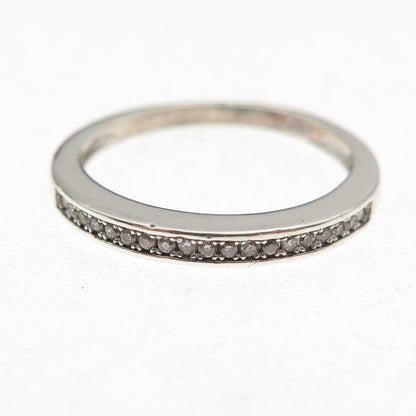 925 Sterling Silver Round-Cut C Z Half Eternity Stackable Band Ring Size 6.75