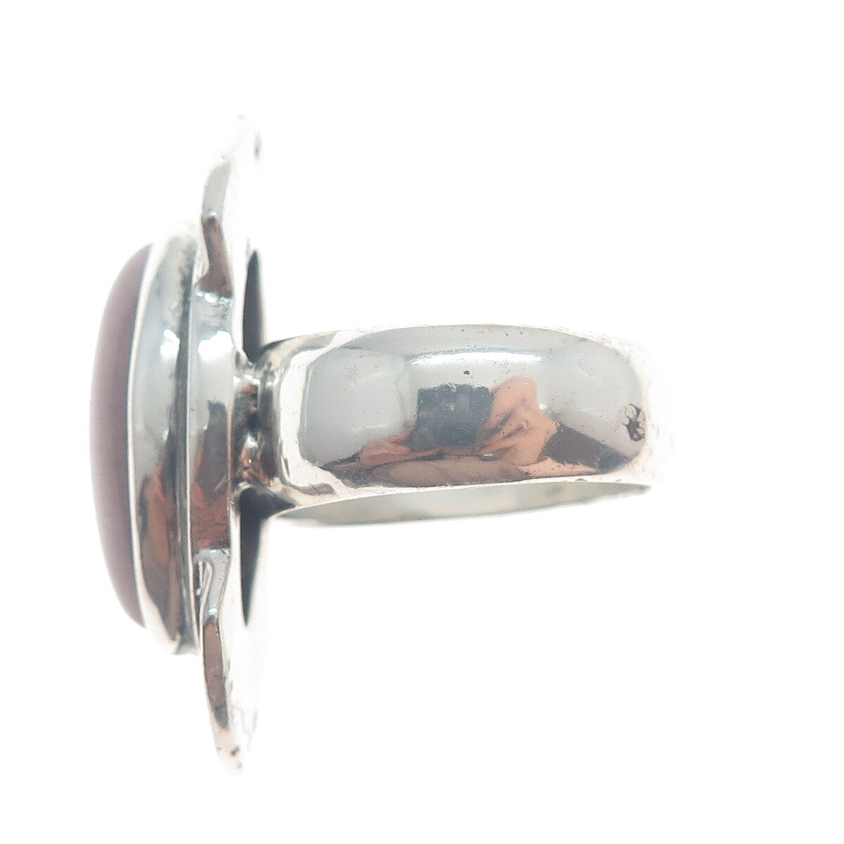 925 Sterling Silver Vintage Real Lepidolite Modernist Arrow Ring Size 8.75