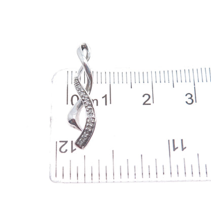 JANE SEYMOUR 925 Sterling Silver Real Diamond Twisted Ribbon Slide Charm Pendant