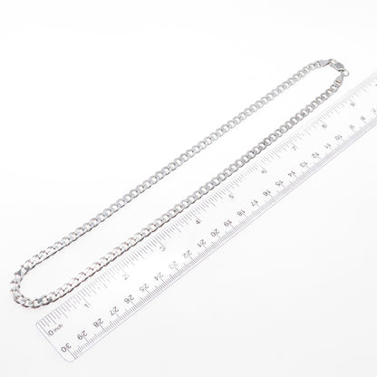 925 Sterling Silver Vintage Italy Curb Chain Necklace 20"