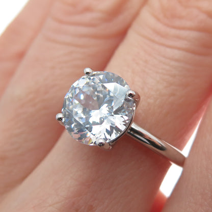 DSMK 925 Sterling Silver Round-Cut Shaped C Z Engagement Ring Size 6.25