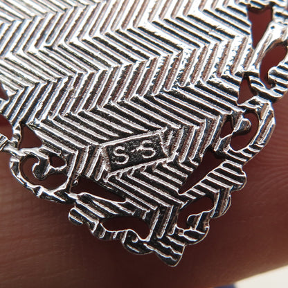 925 Sterling Silver Vintage Letter I Initial Ornate Heart Charm Pendant