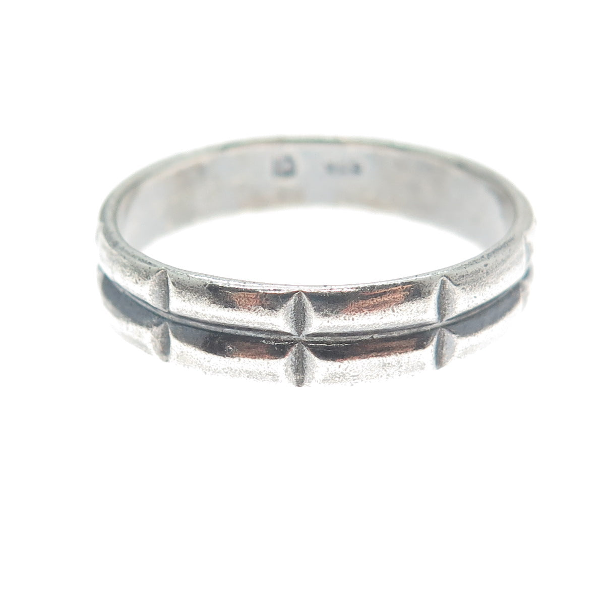 925 Sterling Silver Vintage 2-Row Bar Oxidized Band Ring Size 10.75