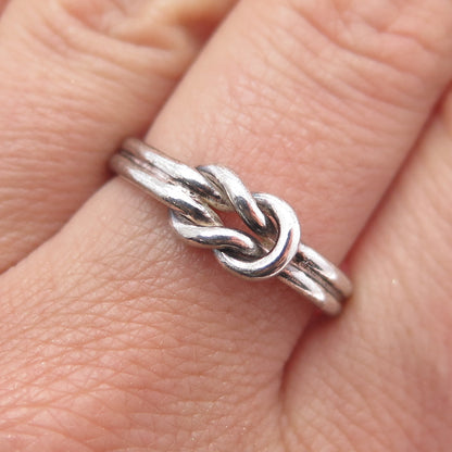 925 Sterling Silver Vintage Love Mariner Knot Oxidized Ring Size 7.5