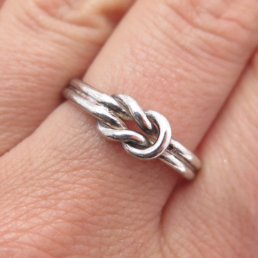 925 Sterling Silver Vintage Love Mariner Knot Oxidized Ring Size 7.5